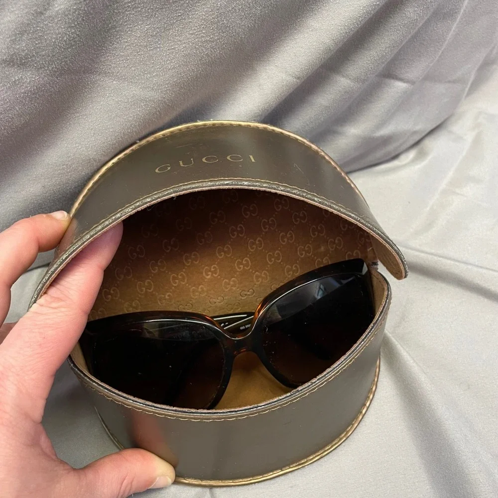 Gucci GG 3503/S Tortoise Shell Oversized Sunglasses Gold Interlocking GG Logo